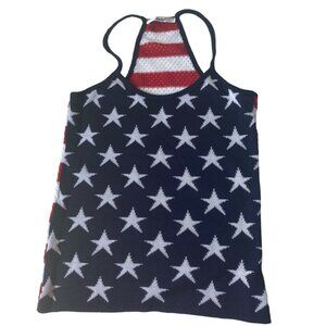 Papaya American Flag Women S Knit Tank Top Red Blue Stars Stripes Patriotic USA